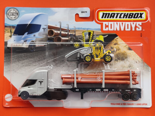 Tesla Semi & Pipe Trailer / Load Lifter (Matchbox Convoys - 2020)