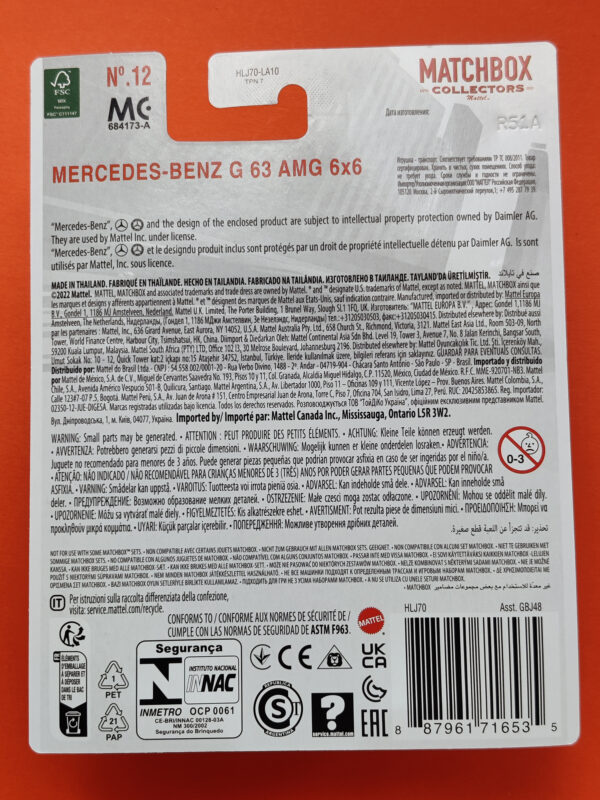 Mercedes-Benz G 63 AMG 6x6 (Matchbox Collectors Series: 70 Years Special Edition - 2023)